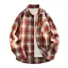 Camisa Xadrez Retrô Americana Masculina Manga Longa Primavera Outono Solta Casal Marca Tendência Alto Senso Plus Size Camisa Jaqueta Camada Interna