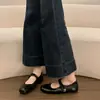 Nuevos Zapatos de Mujer de Estilo Coreano para Verano-Otoño 2026, con Velcro, Corte Bajo, Punta Cuadrada Francesa, Adecuados para Faldas, Zapatos Mary Jane de Una Correa