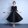 Vestido de Gala para Mulheres, Textura de Alta Qualidade, Luxo Leve, Nicho, Sofisticado, Elegante, Preto, Apresentadora de Reunião Anual, Vestido de Verão