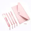 Conjunto de Pincéis de Maquiagem Personalizado de Fábrica com 4 Peças e Cerdas Macias Ferramenta de Beleza Rosa Pincel para Sombra Conjunto Mini Portátil