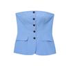 Ropa de Mujer Europea y Americana de Comercio Exterior Transfronterizo de Aliexpress 2025 Verano Nueva Moda Top sin Tirantes Abotonado con Pantalones Doble Plisado