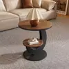Mesa de centro de lujo ligero estilo mid-century color nogal para sala de estar, uso doméstico, juego de mesa de té ovalada, nuevo modelo de diseñador moderno simple