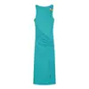 Roupas Europeias e Americanas Femininas Transfronteiriças, Moda Popular de Venda Quente no Aliexpress Vestido Midi sem Mangas Plissado Drapeado