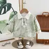 Estilo Coreano Primavera y Otoño Ropa Deportiva Manga Larga Tie-Dye Patrón Vertical Top de Corbata Pantalones de Mezclilla Conjunto de Dos Piezas para Niños Primavera Venta al por Mayor