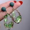 Pendientes Franceses Estilo Palacio Retro Coreano para Mujer Nuevo Calado Borde Dorado Grava Verde Pendientes de Plata de Ley 925 de Alta Gama