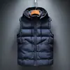 Chaleco de Algodón Talla Grande Comercio Exterior Color Sólido Juventud con Capucha Moderno Cárdigan Chaleco para Hombre Chaleco de Estudiante Cálido