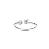 Anillo de Apertura de Perla de Plata de Ley S925 Portador Vacío para Mujeres DIY Moda Perla Redonda Ámbar Cera de Abeja Anillo de Diseño de Nicho