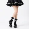 Meias Largas Respiráveis para Primavera e Verão, Meias Lolita Estilo Ballet Doces para Mulheres, Combinadas com Sapatos Pequenos de Couro, Meias JK de Alta Qualidade com Laço
