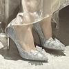 Tacones Altos Estilo Francés para Mujer 2025 Nueva Llegada Primavera y Otoño Zapatos de Boda con Lazo de Pedrería y Cristal Zapatos de Tacón de Aguja Elegantes para Socialité para Mujer