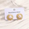 Pendientes de acero inoxidable chapados en oro de moda transfronteriza con acabado brillante, estilo vacacional de verano en la playa del océano, tachuelas de estrella de mar y concha