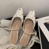 Mules Plateadas de Tacón Grueso Estilo Francés con Punta Cerrada, Zapatos de Hada para Uso en Exteriores, Nuevas Sandalias Elegantes de Perla para Verano 2026