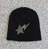 Gorro de Punto con Forma de Estrella de Cinco Puntas Adornado con Diamantes Estilo Chica Picante Estilo Americano, Gorro Frío Cortavientos Estilo Hip-Hop para Primavera y Otoño para Hombres y Mujeres, Transfronterizo