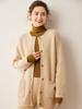 Chaqueta de Punto de Cachemir para Mujer, Estilo Coreano, Cuello Redondo, Patrón Sencillo de Grano de Maíz, Longitud Media, Holgada, Casual