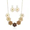 Conjunto de Joyería Estilo Bohemio Transfronterizo con Flor en Degradado, Aretes y Collar de Flor de Rafia Tejidos a Mano