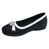 Zapatos planos de lazo estilo francés para mujer, zapatos Mary Jane poco profundos de punta redonda en satén estilo ballet, calzado femenino simple y versátil