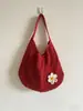 Bolso de punto rojo estilo coreano para salidas festivas, bolso de hombro de punto casual para la playa del verano 2026