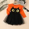 Vestidos para Niñas, Ropa de Primavera y Otoño, Nuevos Estilos Transfronterizos, Faldas de Malla de Manga Larga para Niñas Pequeñas y Medianas, Vestidos de Princesa para Halloween