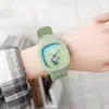 Ins lindo silicona popular reloj moderno luminoso deportivo estudiante cuadrado cuarzo correa de alta apariencia reloj