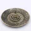 Base Portainciensos de Bronce Antiguo, Portainciensos Redondo, Quemador de Incienso Estilo Zen, Portainciensos de Loto para Uso Doméstico, Sin Caída de Ceniza