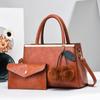 Bolsa Feminina Transfronteiriça 2023 Nova Bolsa de Mão Retrô Grande Capacidade Moda Versátil Bolsa Feminina Textura Simples Conjunto de Duas Peças