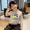 Camada Base Masculina de Lã Quente com Gola Meia-Alta Outono Inverno Novo Estilo Camiseta de Manga Longa para Meninos Grandes e Médios Top Fresco Bonito