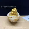 Ornamento de Lingote Pixiu Dourado com Pedra Luminosa, Lingote Pixiu Dourado Proteção de Riqueza, Decoração para Sala de Estar em Casa, Suprimento para Transmissão ao Vivo em Feira Noturna