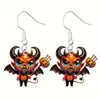 Lindos aretes de Halloween de dibujos animados, juego de decoraciones con diseño de momia, calabaza, gato negro, diablo y esqueleto.
