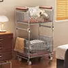 Cesto de ropa sucia estilo vintage para uso doméstico, gran capacidad, para colocar la ropa sucia en el baño, cesto de ropa multicapa móvil, estante de almacenamiento para baño