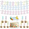 Decoración temática de Pascua transfronteriza conejo zanahoria bandera para insertar en pastel de cumpleaños plug-in personalización al por mayor