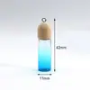 Creativo Nuevo Color Degradado Madera Grano Cubierta Vidrio Pequeña Botella Colgante Aceite Esencial Botella de Perfume Llavero Colgante Collar