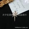 Colgante de aleación con forma de cruz de luna, estrella y perla de diamante, hecho a mano, accesorios para el cabello, material de barra
