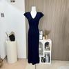 Vestido Estilo Yujie 2024 Slim Fit Feminino Verão Azul Escondido Saia Quadril Saia Longa Texturizada Madura Leve