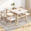 Mesa de Jantar Moderna Simples Comercial para Casa Apartamento Pequeno Conjunto de Mesa e Cadeiras de Jantar Mesa de Jantar de Lazer Econômica Mesa e Cadeiras Retangulares