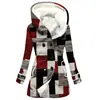 Casaco Trench Coat Feminino 2023 Novo, Quente para o Inverno, Estilo Europeu e Americano, Patchwork Colorido, Com Capuz, Venda Quente Transfronteiriça, Atacado