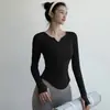 Ropa de Yoga de Secado Rápido para Mujer, Sensación de Segunda Piel, Adelgazante, Transpirable, Camiseta Deportiva para Correr, Entrenamiento, Fitness, Top de Manga Larga