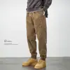 Pantalones Casuales Caqui para Hombre Sueltos Tallas Grandes de Trabajo Otoño e Invierno Algodón Forro Polar Engrosados Pantalones para Hombre Otoño