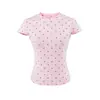 Conjunto de dos piezas de camiseta de manga corta de lunares estilo americano para mujer, nuevo estilo de verano, conjunto de shorts deportivos ajustados para chicas a la moda