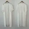 2026 Summer New Women's Round-Neck Japanese-Style Ramie Dress Loose Mid-Length Versatile Pullover Dress with Embroidery