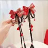 Accesorios Rojos de Año Nuevo para Niñas con Lazo, Tocados de Estilo Antiguo, Accesorios Estilo Chino para Niñas Dinastía Han, Pasadores de Peluca