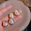 Brincos de Pérola Barroca de Formato Especial Estilo Ins Transfronteiriço Europeu e Americano Brincos Retro Elegantes para Celebridades da Internet Outono e Inverno