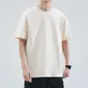 Camiseta de Manga Curta Algodão Pesado Estilo Americano 260g para Homens, Gola Redonda, Corte Solto, Versátil, Camiseta Básica Branca Pura com Costura Três Agulhas