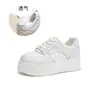 Tenis blancos para mujer con suela de espuma y piel de vacuno en la capa superior, nuevo modelo otoño 2026, plantilla de piel de oveja, zapatos de suela gruesa que aumentan la altura, piel genuina