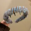Diadema de Peluche con Estampado de Leopardo para Otoño e Invierno para Mujeres con Dientes para Lavado Facial y Presionar el Cabello Diadema con Parte Superior Alta de Calavera Pinza Antideslizante para el Cabello