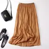 Saia Mercerizada Feminina Verão Tamanho Grande Nova Saia Confortável e Fresca Saia Evasê Elegante Emagrecedora Cintura Elástica Saia Midi