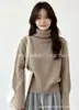 Suéter de malha soltinho de gola alta novo para outono e inverno, estilo coreano, para mulheres, pulôver liso, top moderno e versátil
