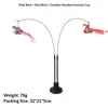 Caña para gatos con ventosa doble, pájaro de plumas simulado, varilla larga flexible, juguete interactivo extraíble para que el gato se divierta solo