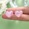 Aretes de Resina con Brillo de Gelatina de Árbol de Corazón Accesorios de Aretes Acrílicos de Color Sólido Fresco con Corazón de Durazno Accesorios Simples con Forma de Corazón Juveniles