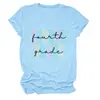 CUARTO GRADO Amazon Wish sitio independiente moda casual camiseta de mujer cuello redondo manga corta para comercio exterior