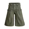 Pantalones Cropped Rectos con Dobladillo Dividido y Botones para Hombre, Nuevo Estilo de Verano con Bolsillos, Corte Holgado, Pantalones Versátiles Casuales de Longitud Media para Mujer, Modernos