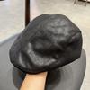 Boina Vintage Estilo Outono/Inverno para Mulheres com Grande Circunferência da Cabeça, Boina Francesa, Chapéu Newsboy Preto que Afina o Rosto